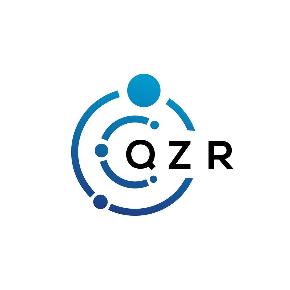 Diseño de logotipo de tecnología de letras qzr sobre fondo blanco. qzr letras iniciales creativas concepto de logotipo. diseño de letras qzr. vector