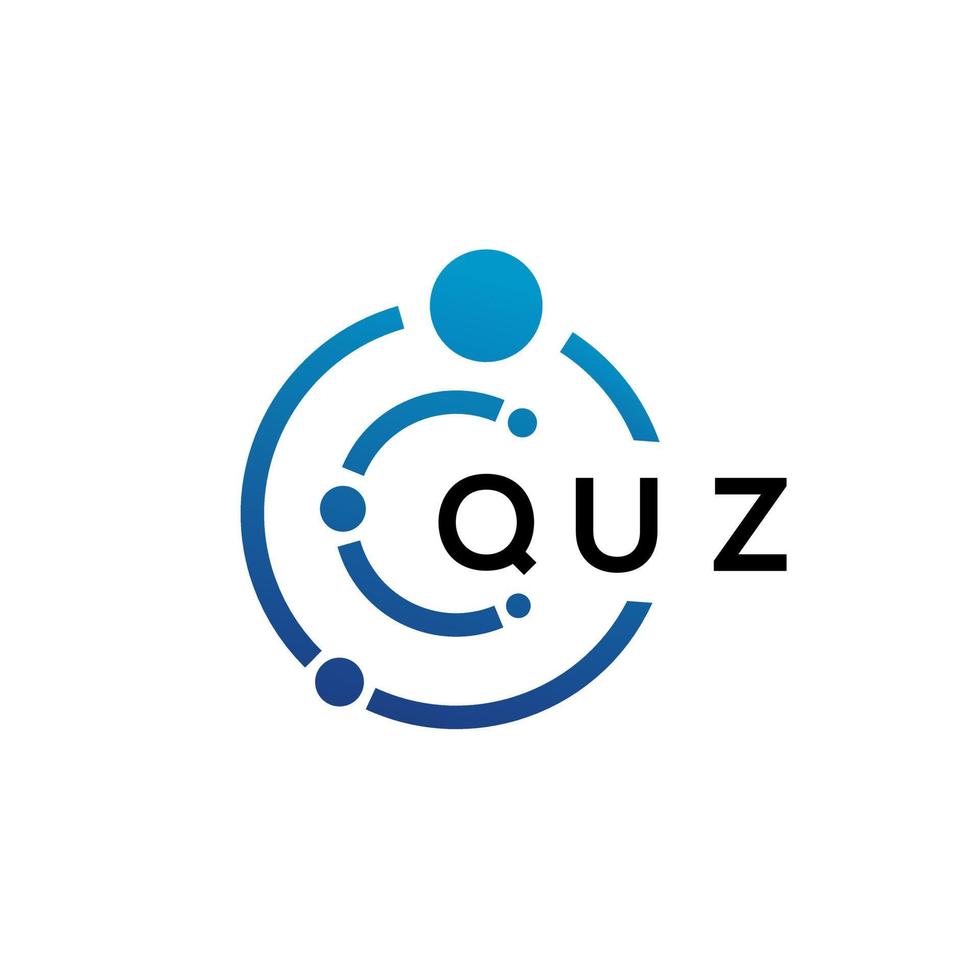 QUZ letter technology logo design on white background. QUZ creative initials letter IT logo concept. QUZ letter design. vector