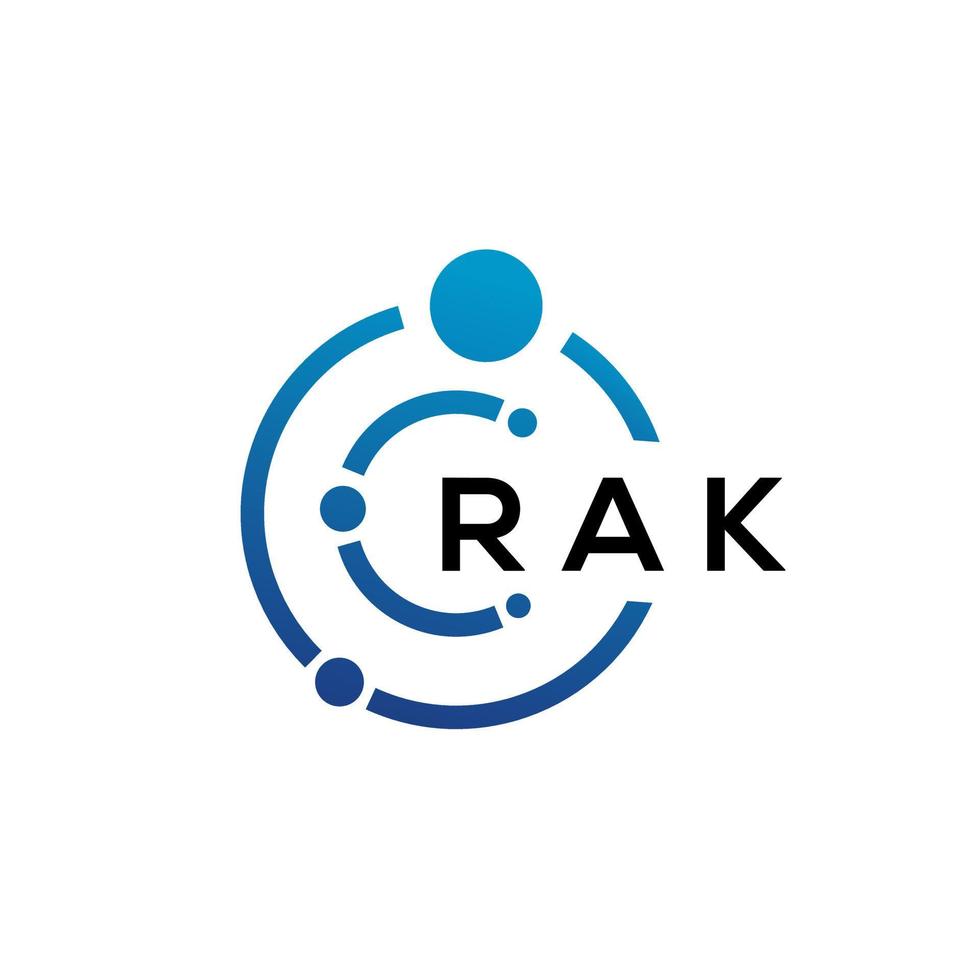diseño de logotipo de tecnología de letras rak sobre fondo blanco. rak creative initials letter it logo concepto. diseño de letras rak. vector