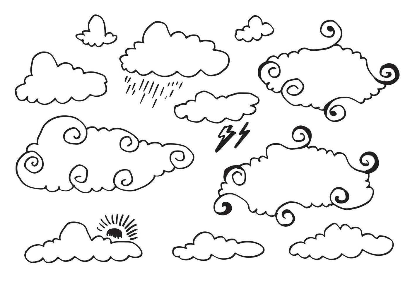 Hand drawn weather collection. Flat style vector illustration.