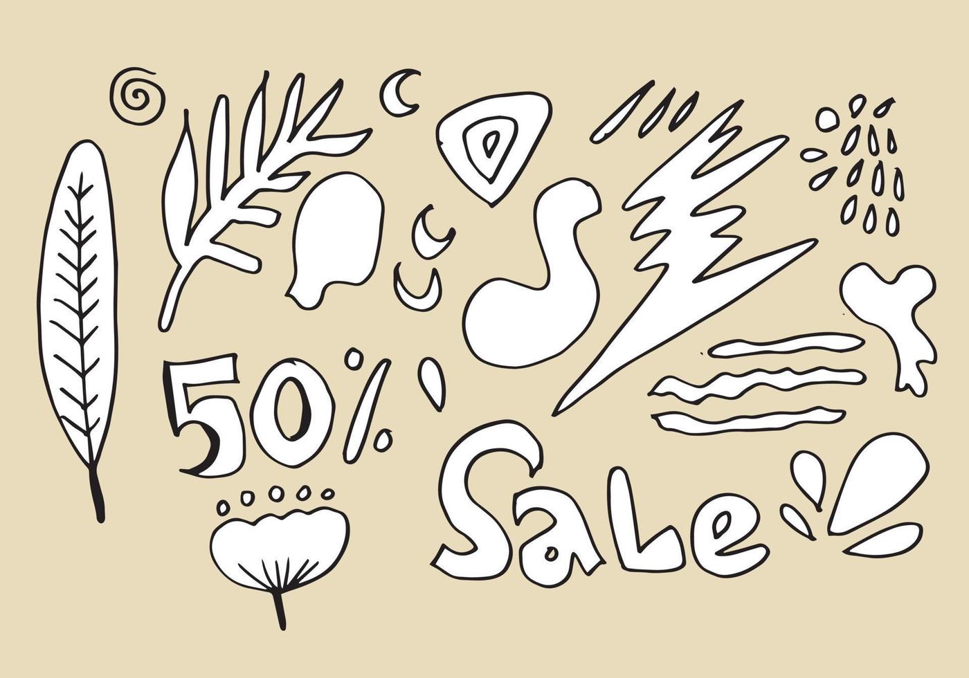 Set of Summer Sale Doodle Collection.vector illustration. vector