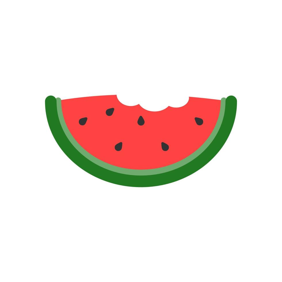 vector bitten watermelon in simple style on isolated background