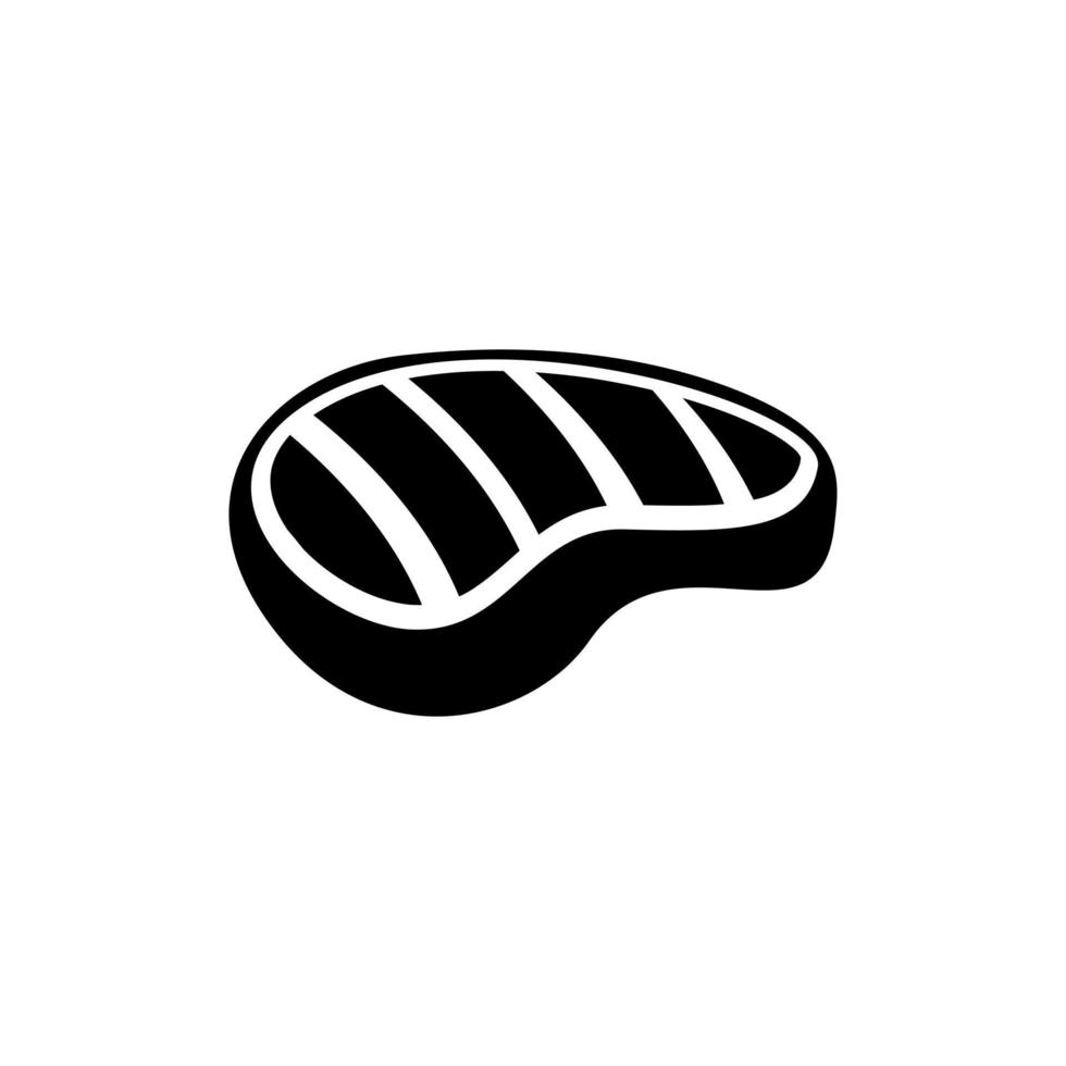 black and white beef steak icon isolated background vector