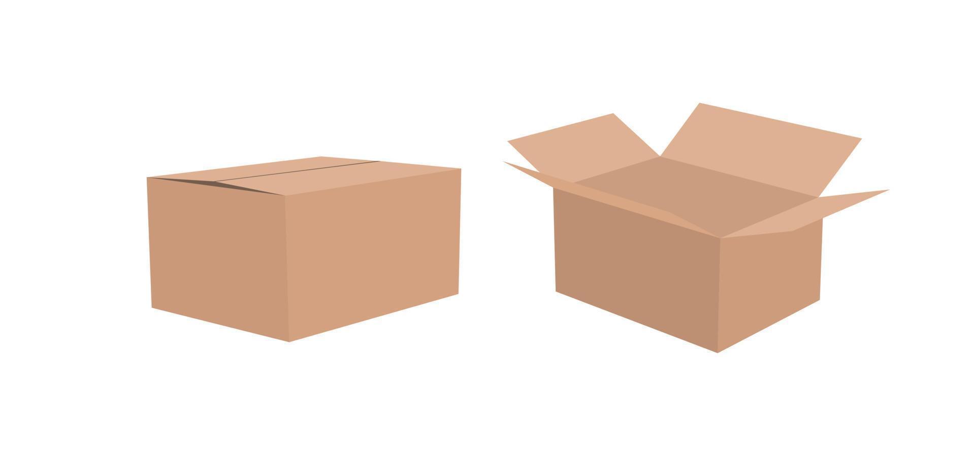 vector illustration of open and closed box on isolated background