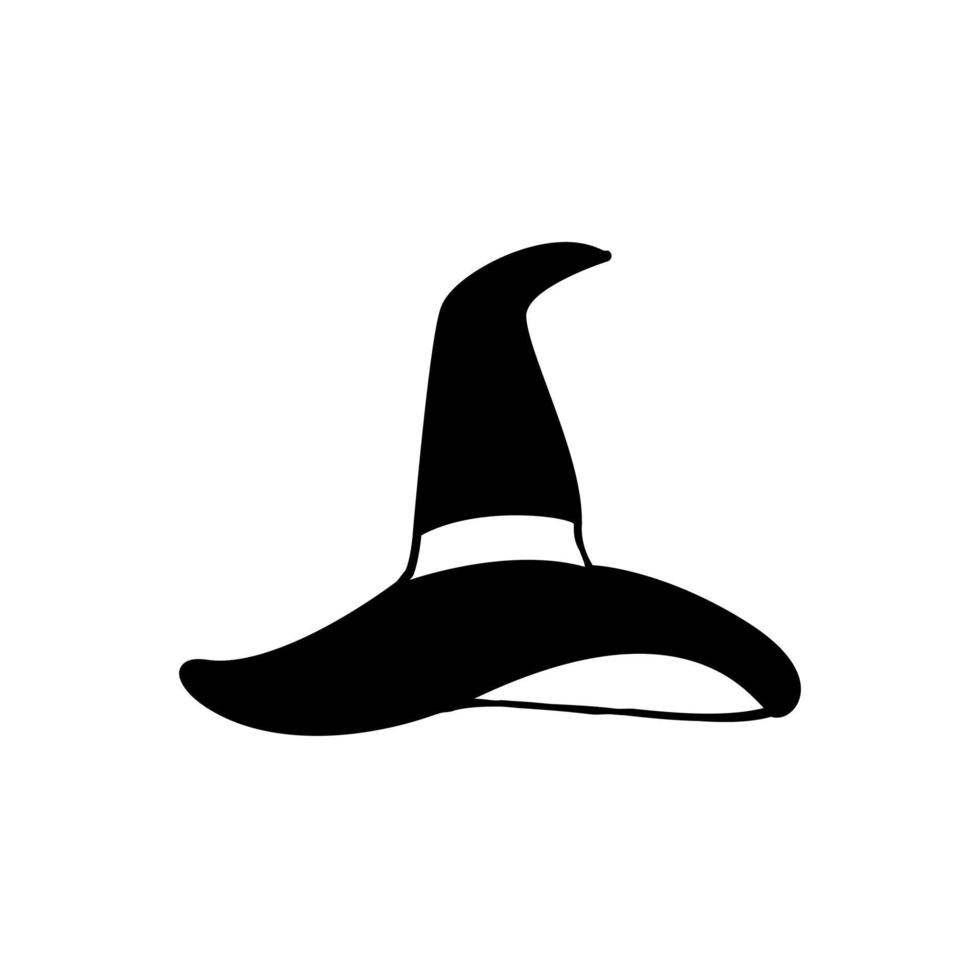 sombrero de bruja icono blanco y negro sobre fondo aislado vector