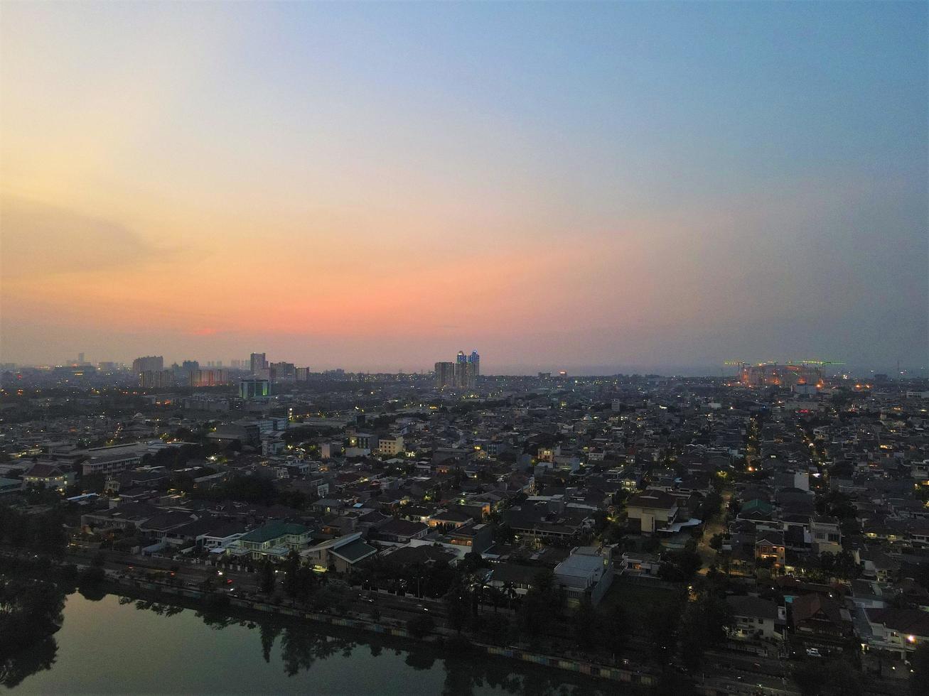 Jakarta,Indonesia, 11 May 2022 - Beautiful aerial view - Apartment and office building. photo