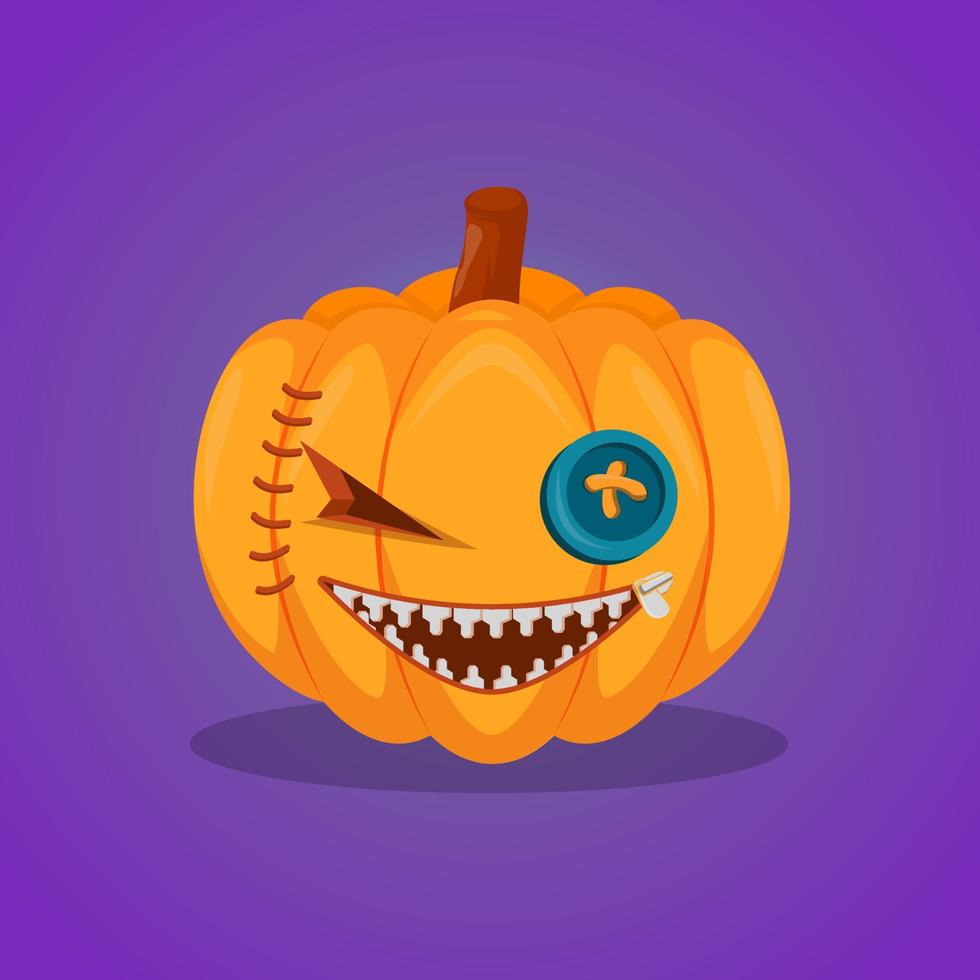 vooddoo doll pumpkin halloween vector