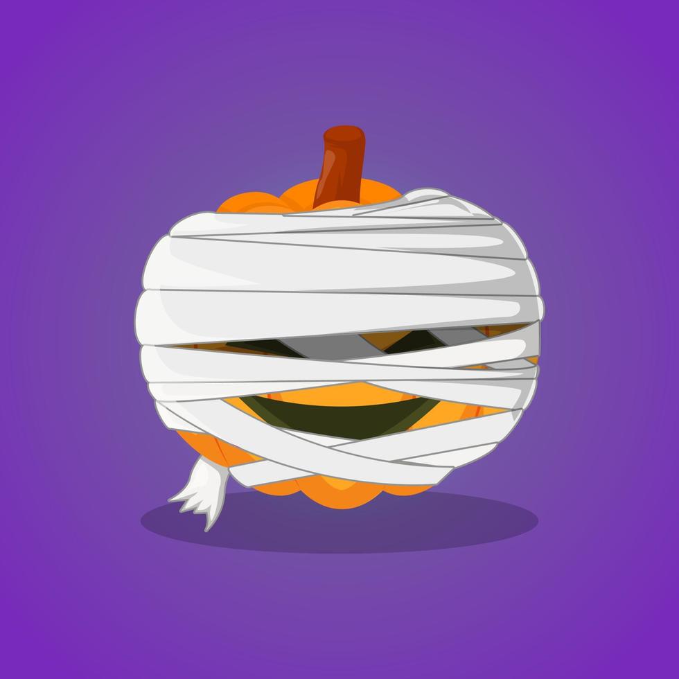 mummy pumpkin halloween vector
