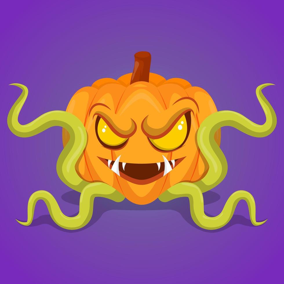 monster pumpkin halloween vector