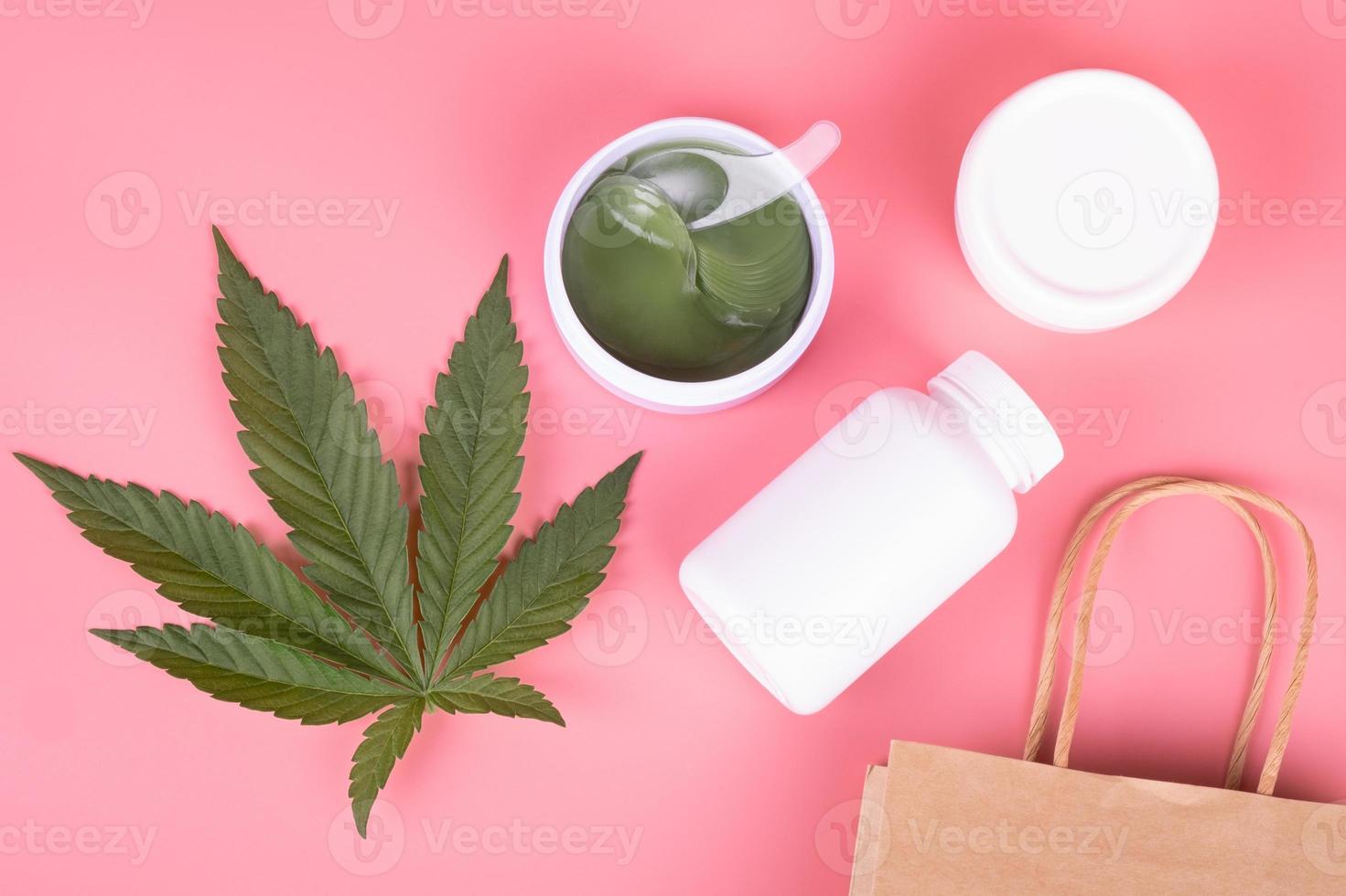 cosmetic set of eye creams and patches with the addition of marijuana photo