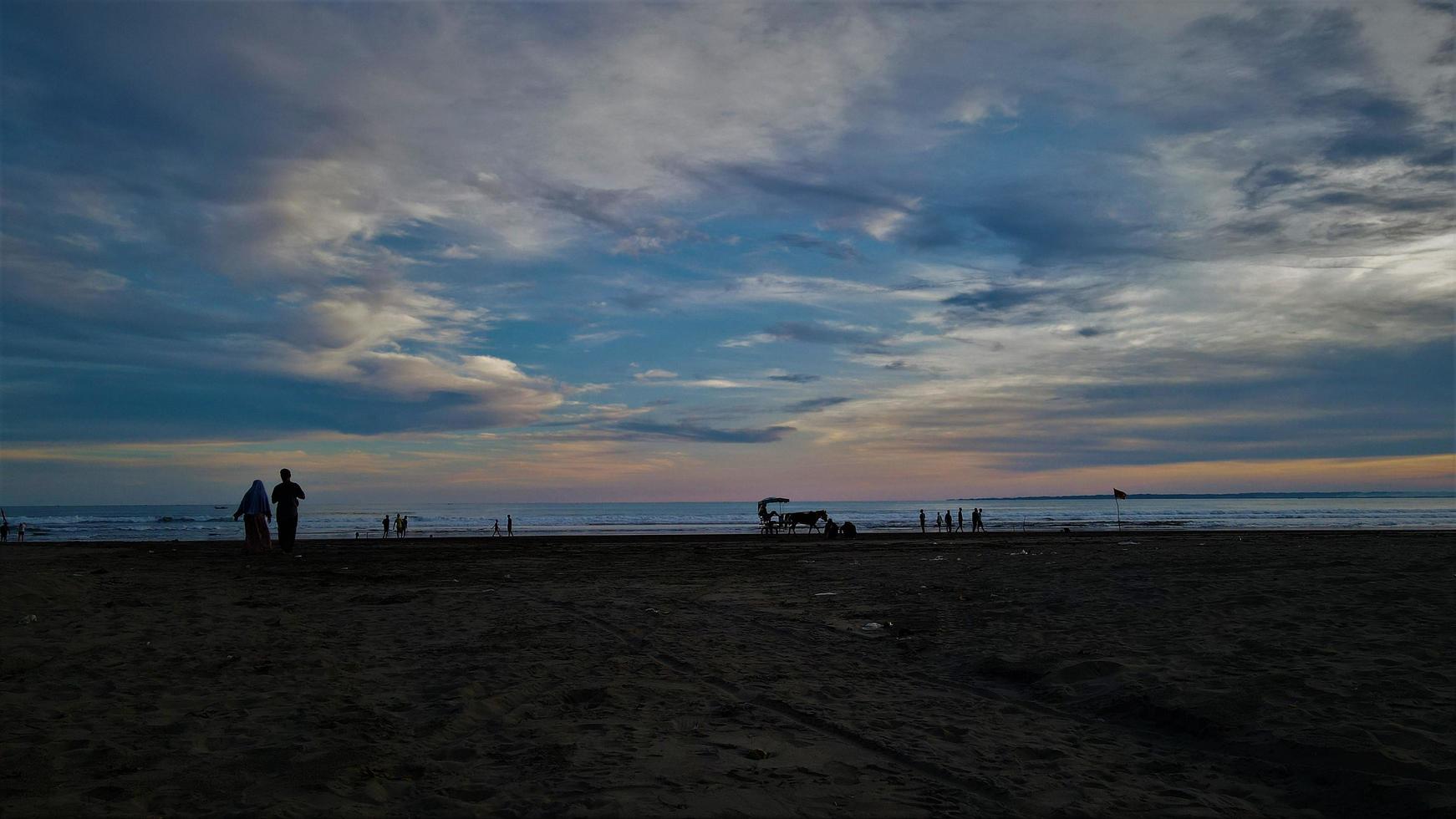 Beautiful panoramic aerial view of Pangandaran beach. photo