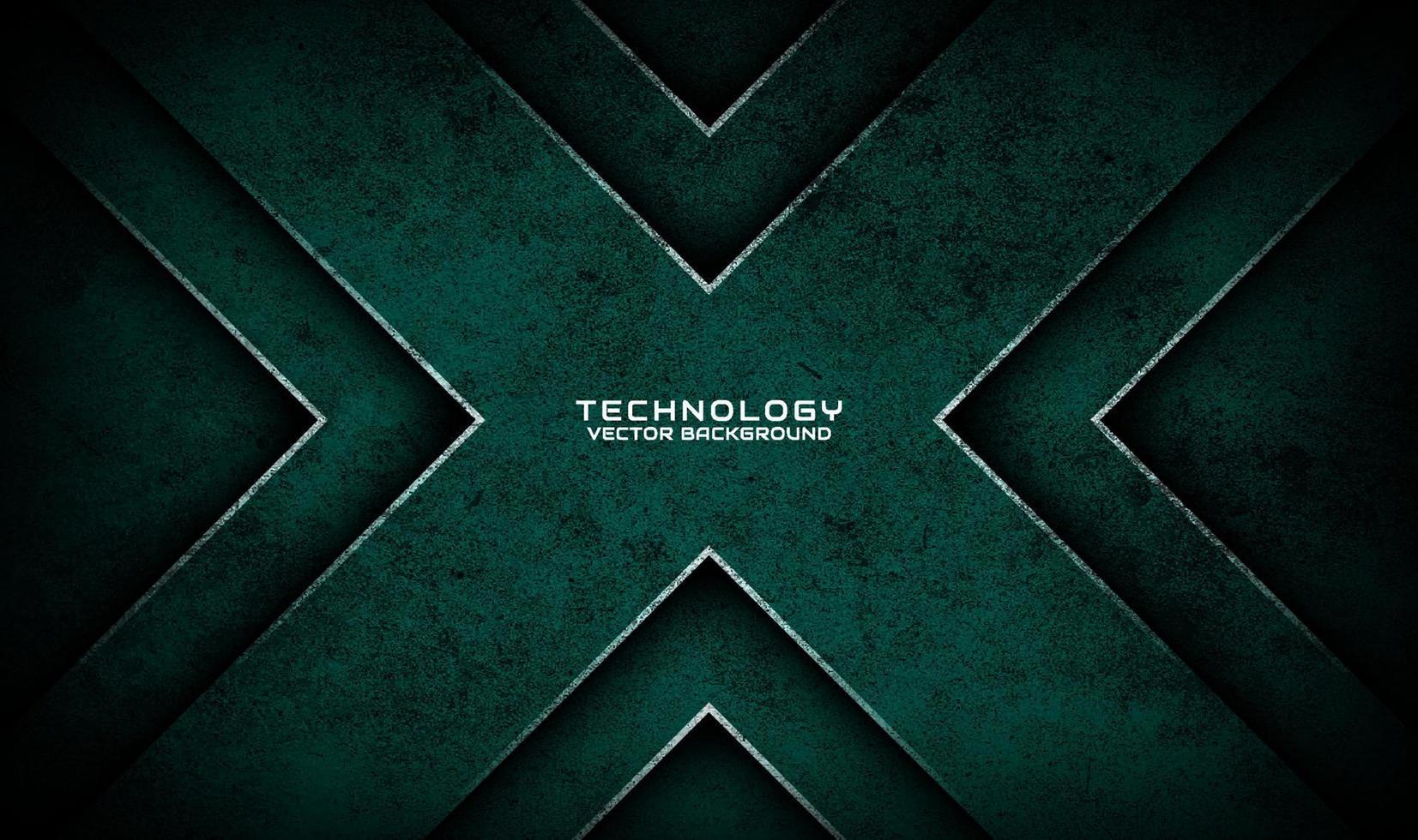 3D green technology abstract background overlap layer on dark space with white x shape effect decoration. Graphic design element dirty style concept for banner, flyer, card, brochure, or landing page vector