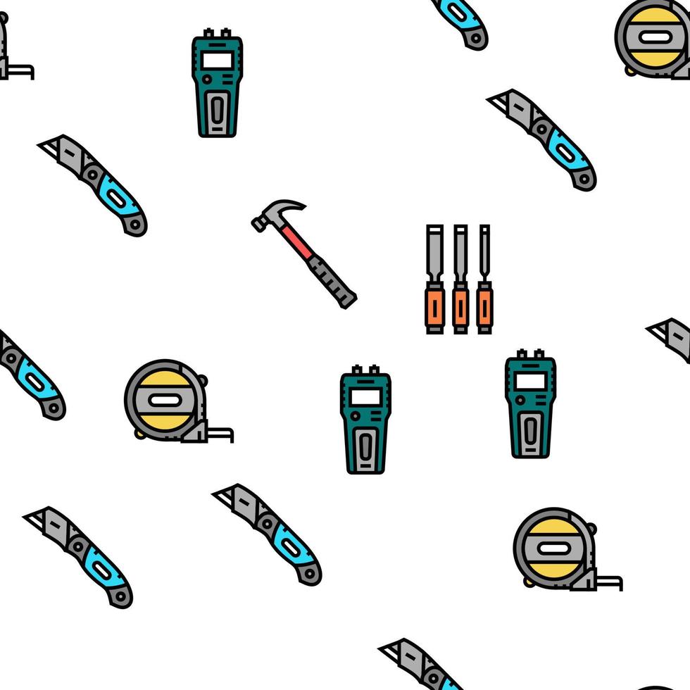 Carpenter Tool And Accessory Vector Seamless Pattern