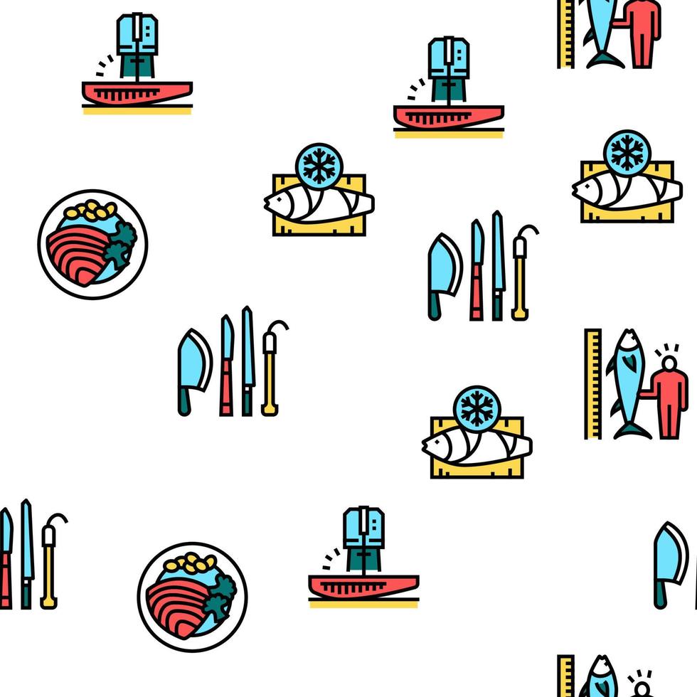 Tuna Auction Tsukiji Market Vector Seamless Pattern
