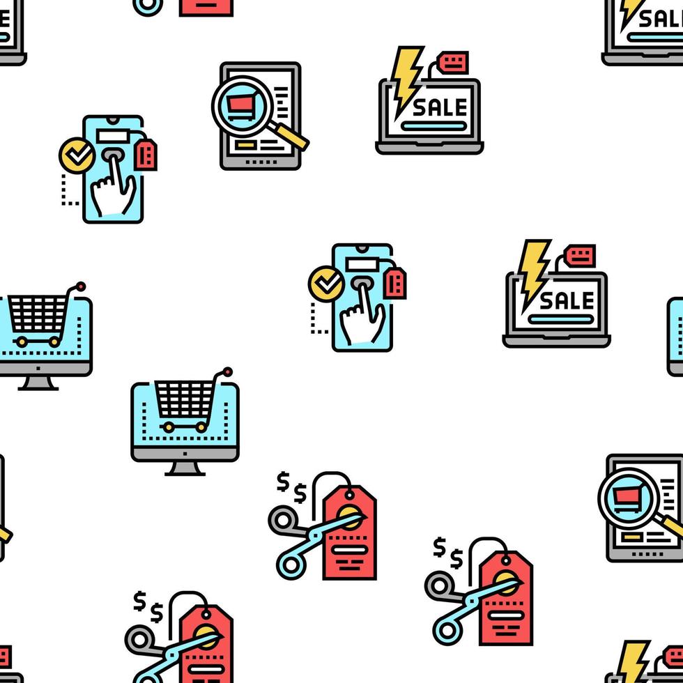 Ecommerce And Online Shopping Vector Seamless Pattern