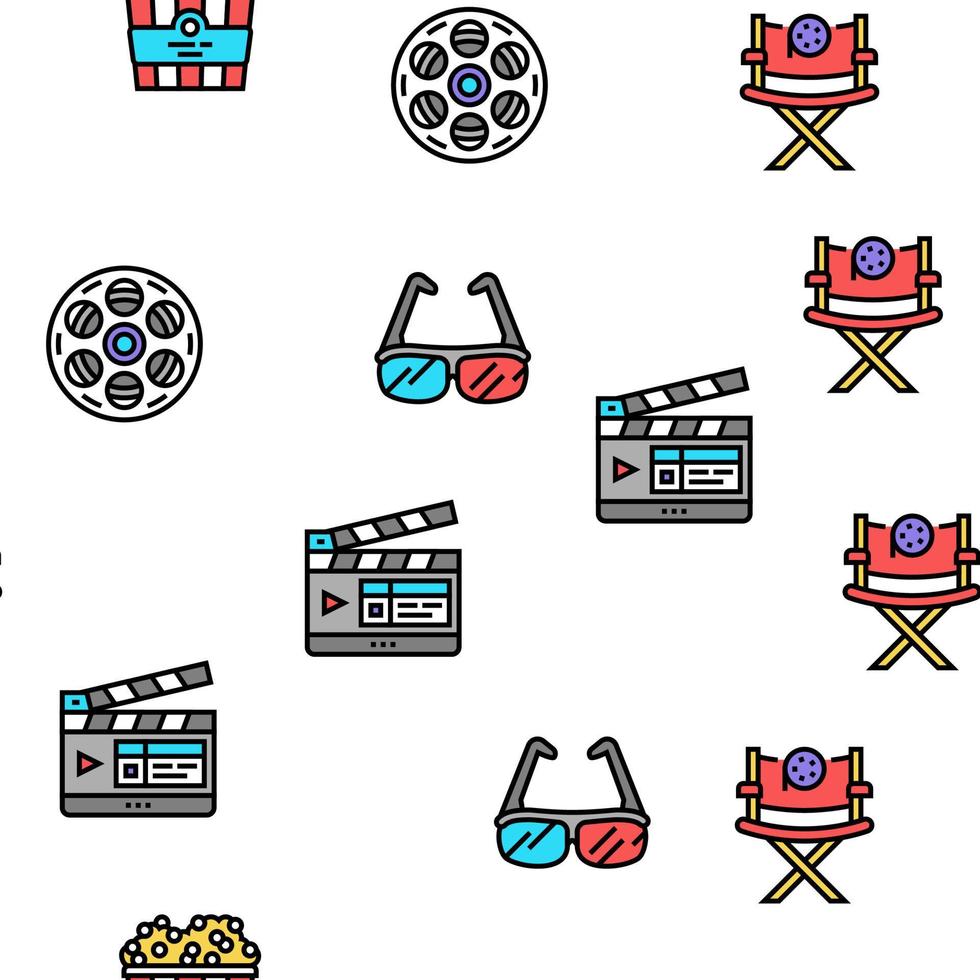 Cinema Watch Movie Entertainment Vector Seamless Pattern