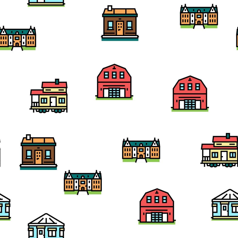 House Constructions Vector Seamless Pattern