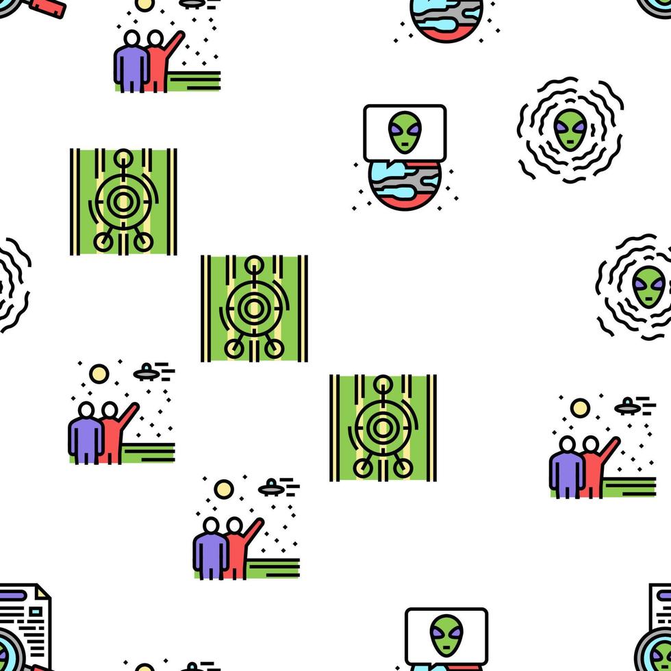 Ufo Guest Visiting Vector Seamless Pattern