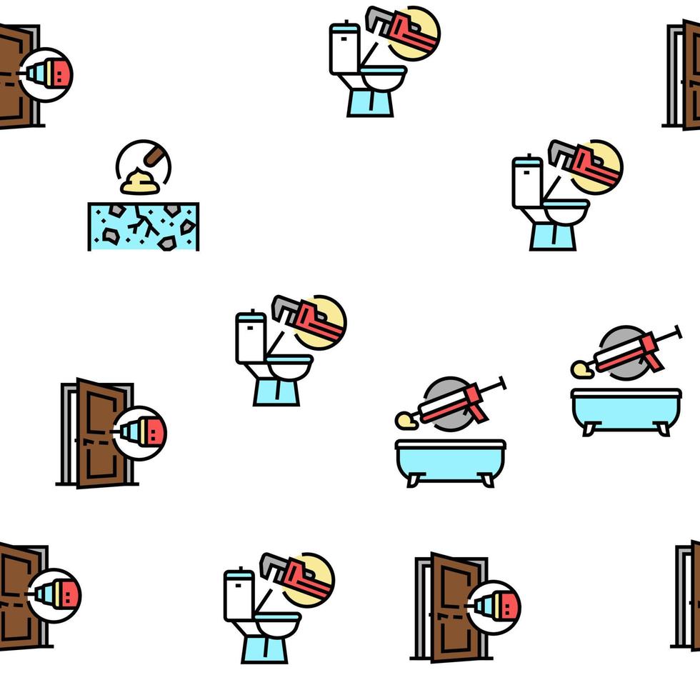 Home Repair Occupation Vector Seamless Pattern