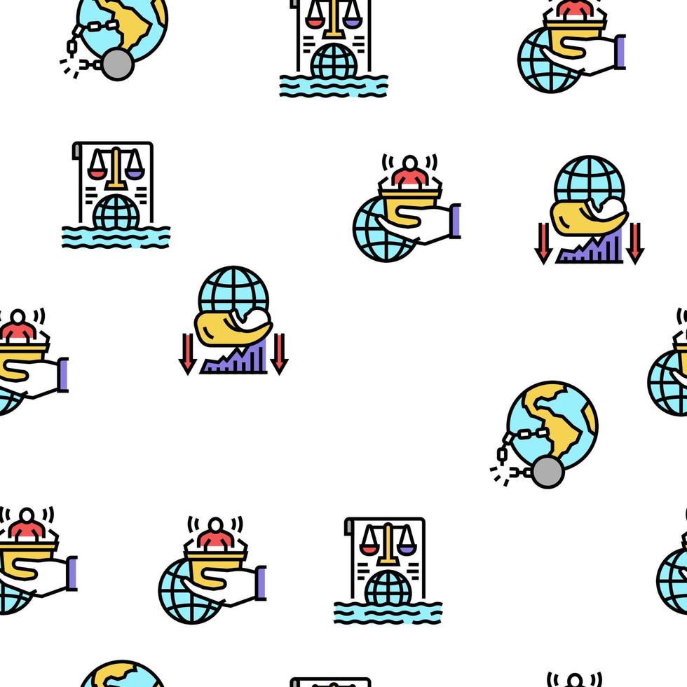 Social Public Problems Worldwide Vector Seamless Pattern