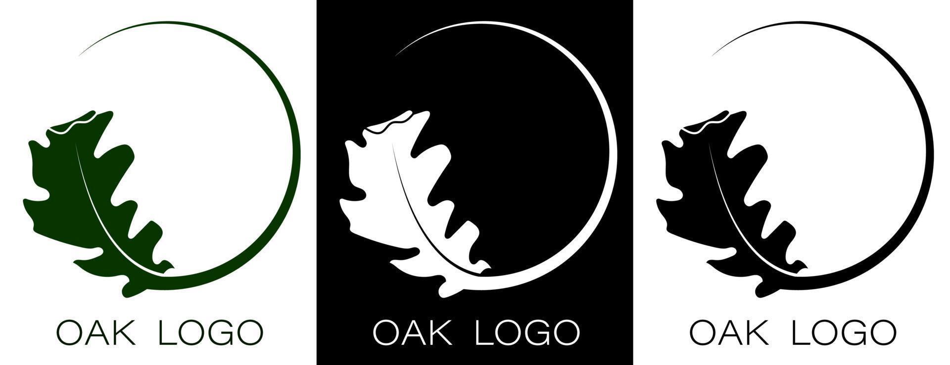 Autumn oak leaf logo. Oak grove, natural natural materials. Vector in minimal style