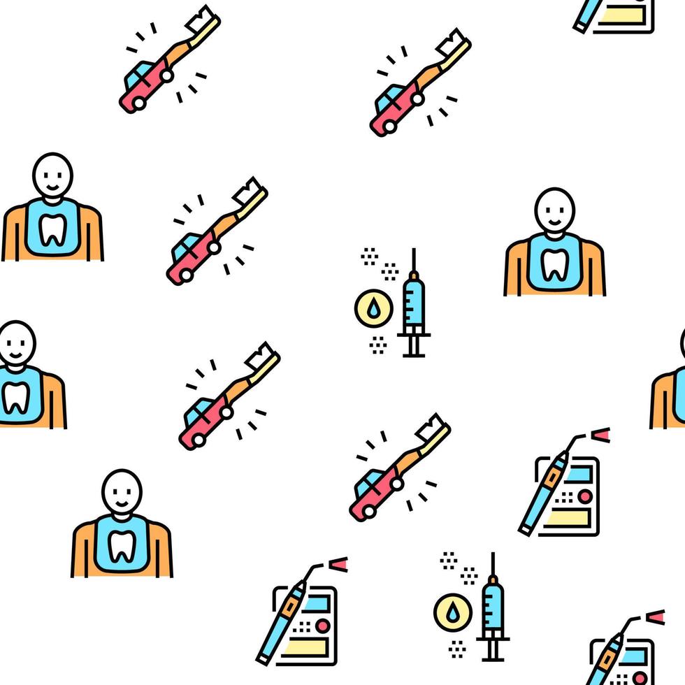 Children Dentist Dental Care Icons Set Vector