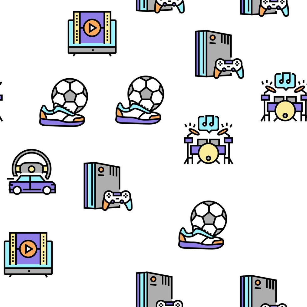 Mens Leisure Time Collection Icons Set Vector