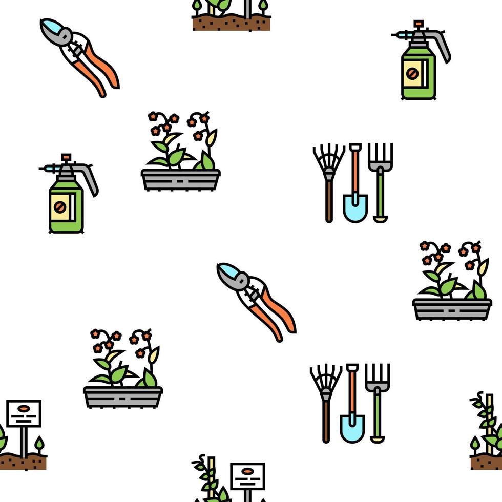 Gardening Equipment Collection Icons Set Vector