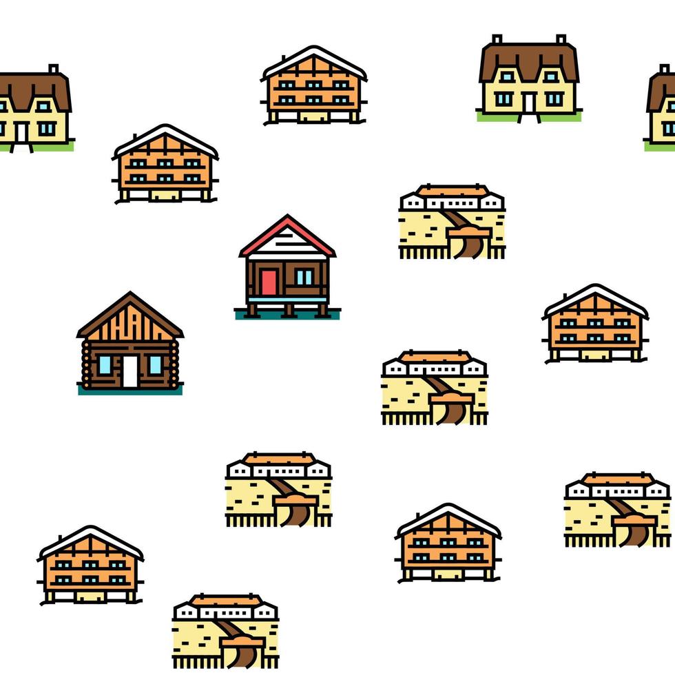 House Constructions Vector Seamless Pattern