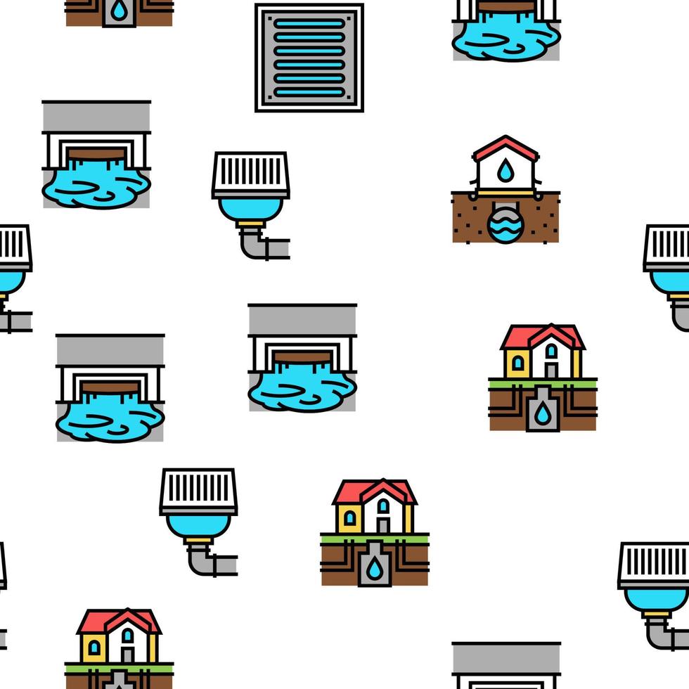 Drainage Water System Vector Seamless Pattern