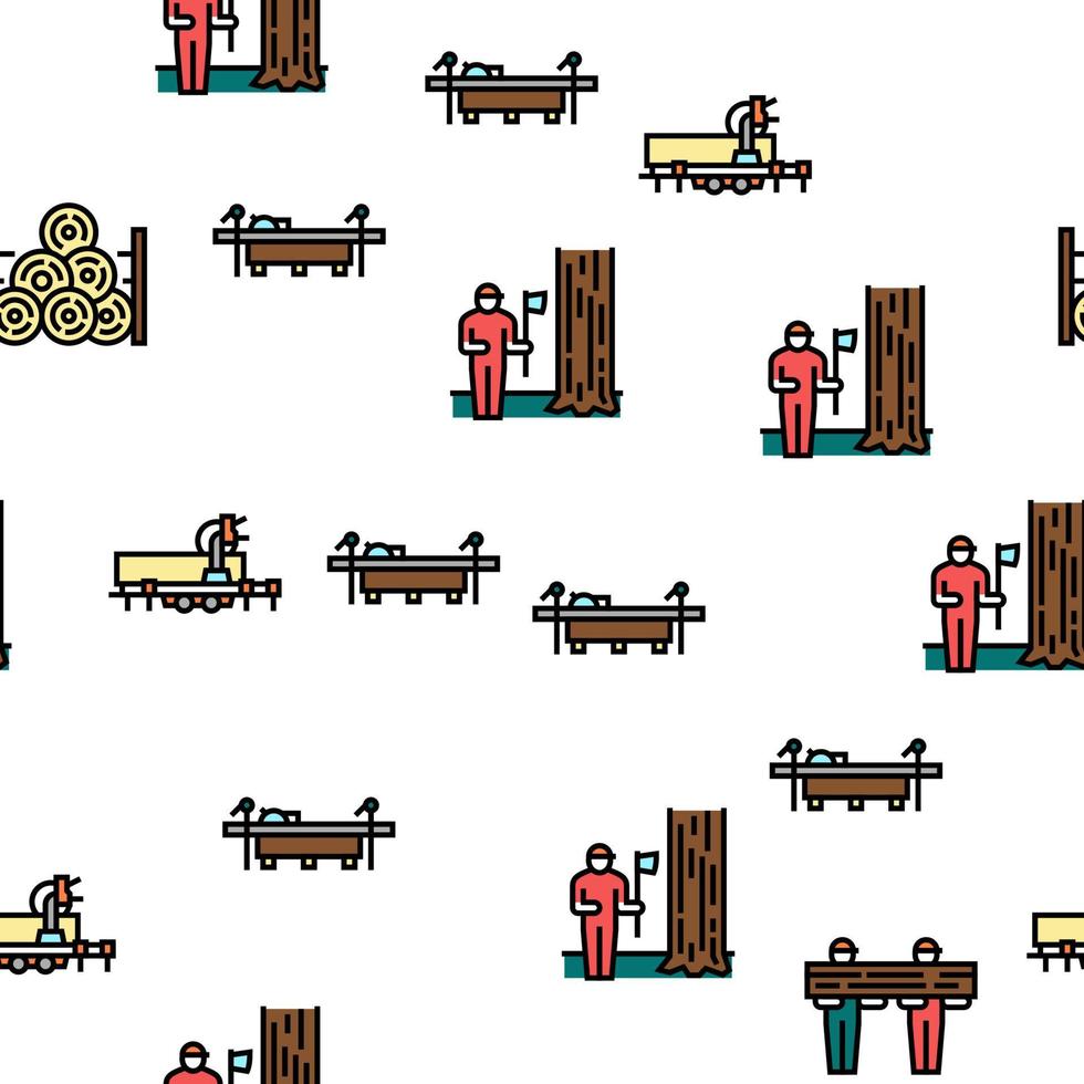 Sawmill Cut Service Vector Seamless Pattern