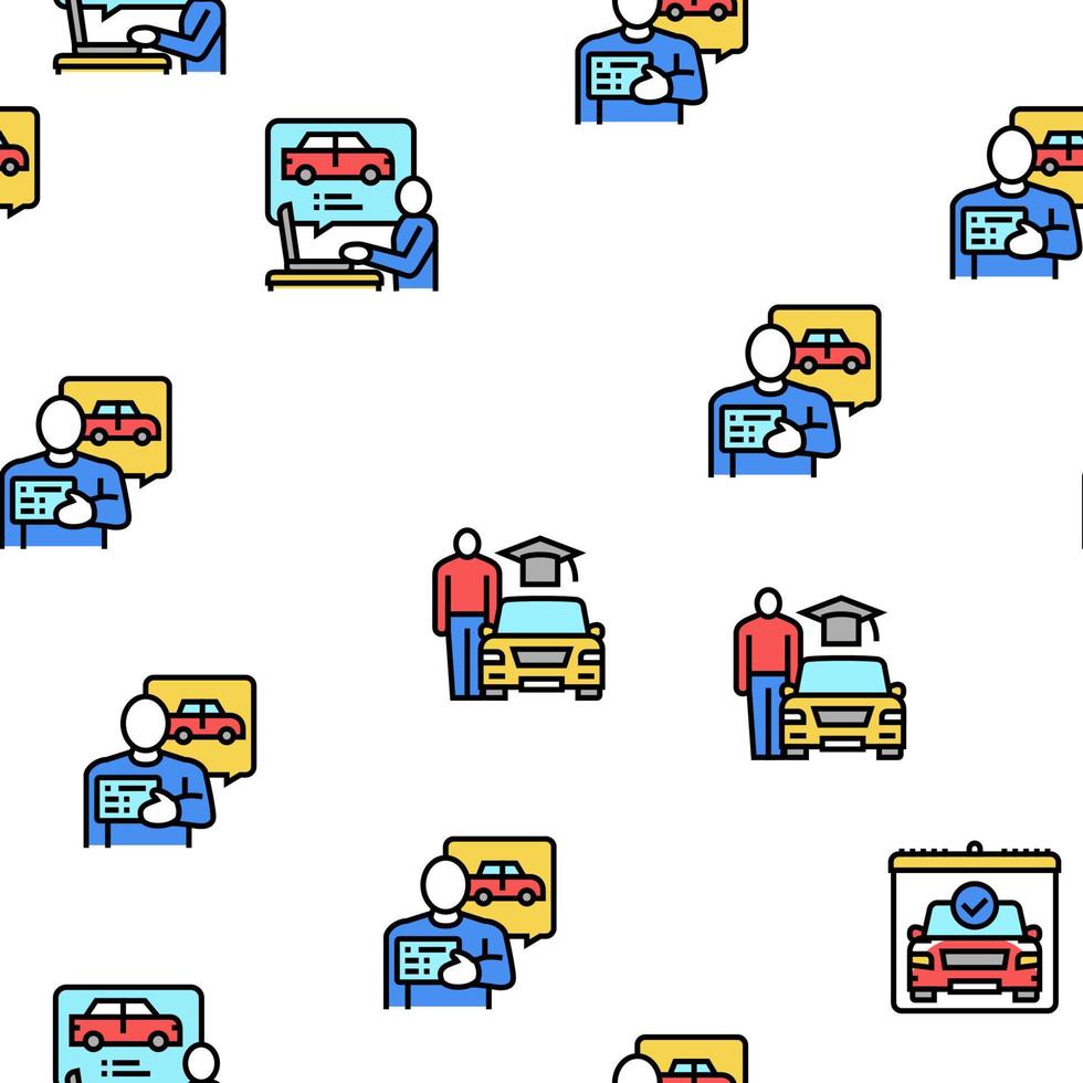 Driving School Lesson Vector Seamless Pattern