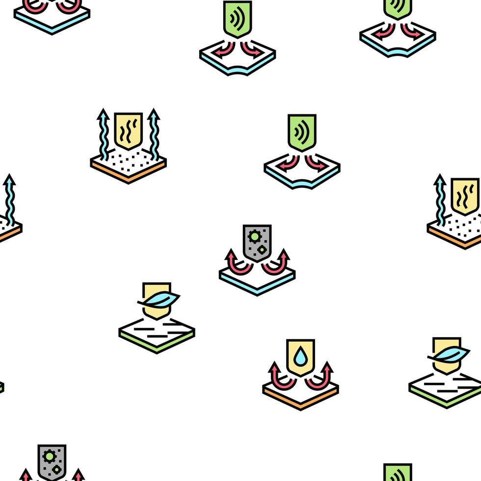 Fabrics Properties Collection Icons Set Vector