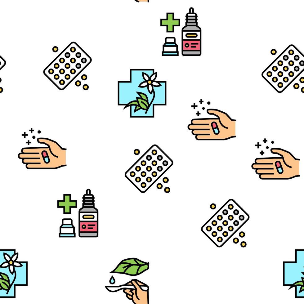 Homeopathy Medicine Collection Icons Set Vector