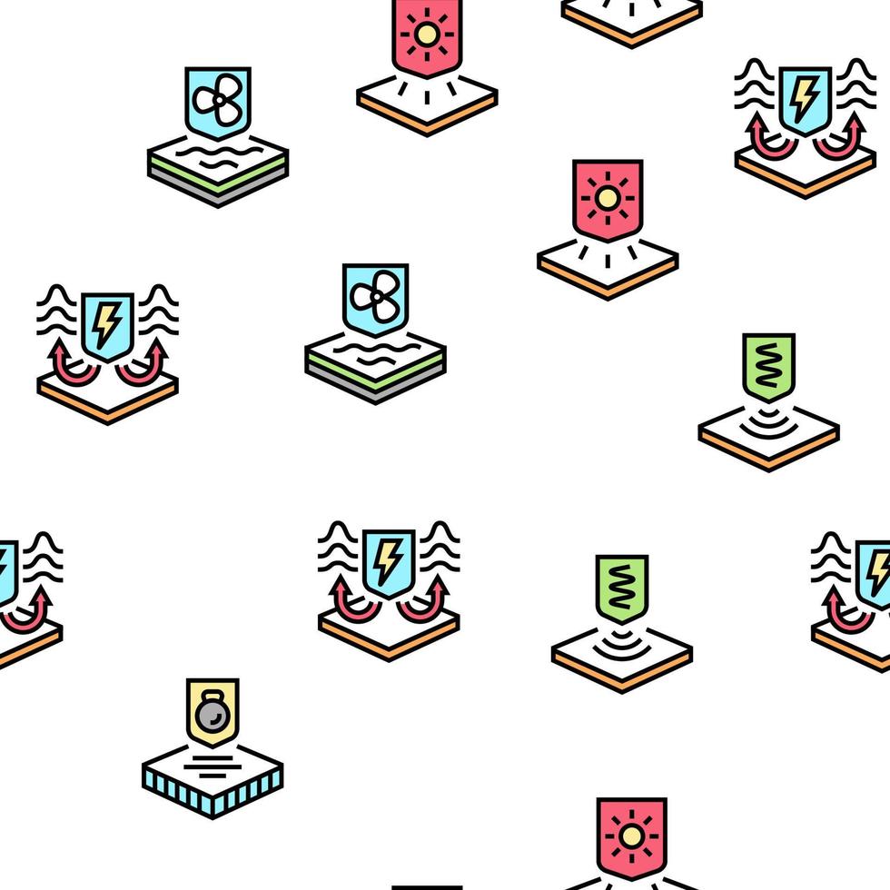 Fabrics Properties Collection Icons Set Vector