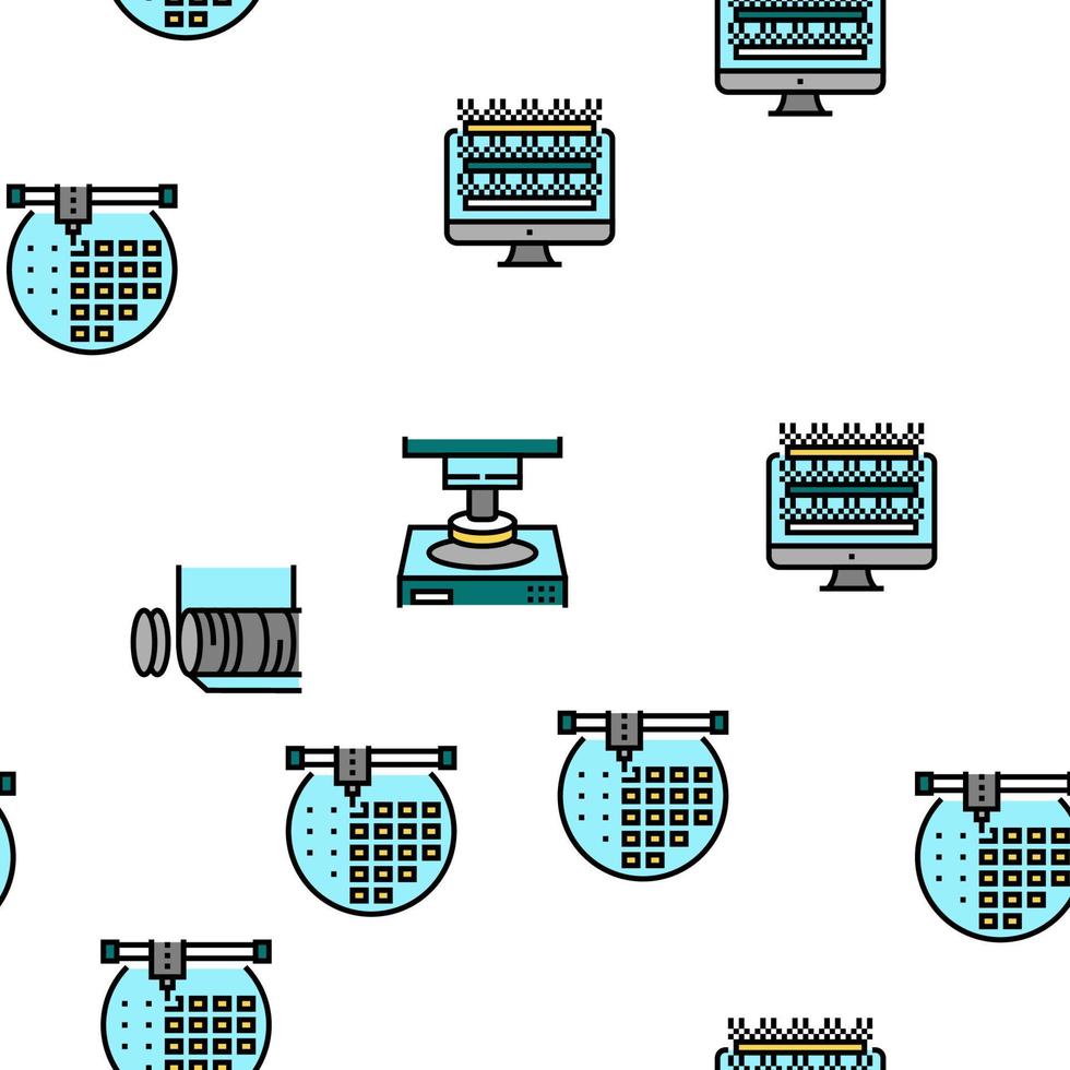 Semiconductor Manufacturing Plant Vector Seamless Pattern