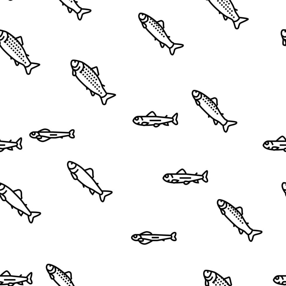 Salmon Fish Delicious Seafood Vector Seamless Pattern