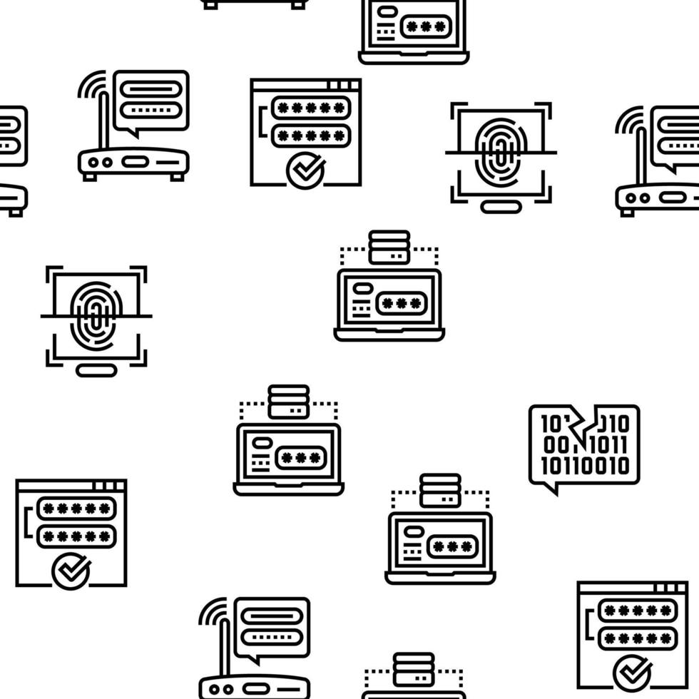 Password Protection Vector Seamless Pattern