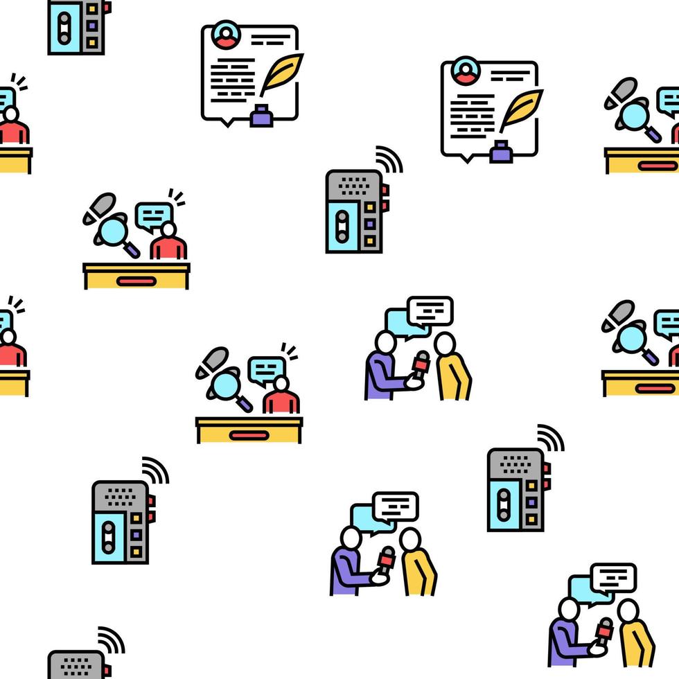 News Broadcasting Vector Seamless Pattern