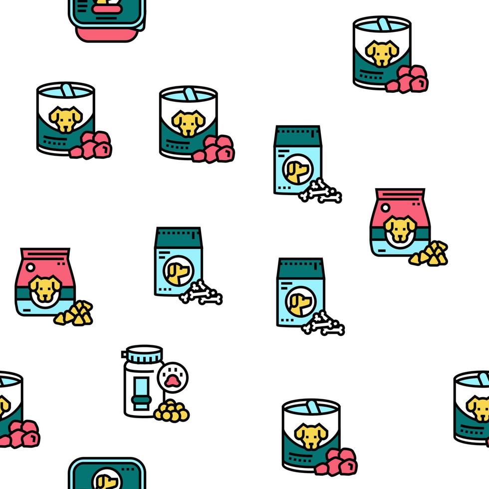 Pet Products Food Vector Seamless Pattern