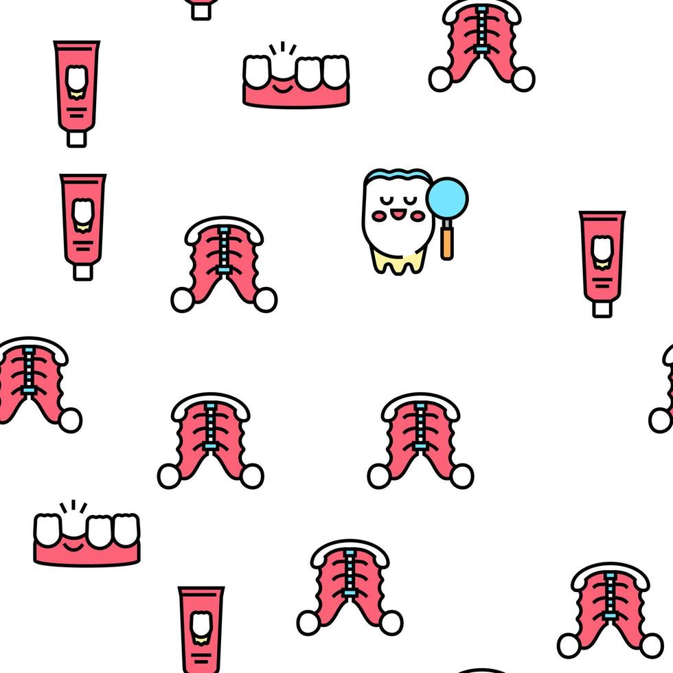 Children Dentist Dental Care Icons Set Vector