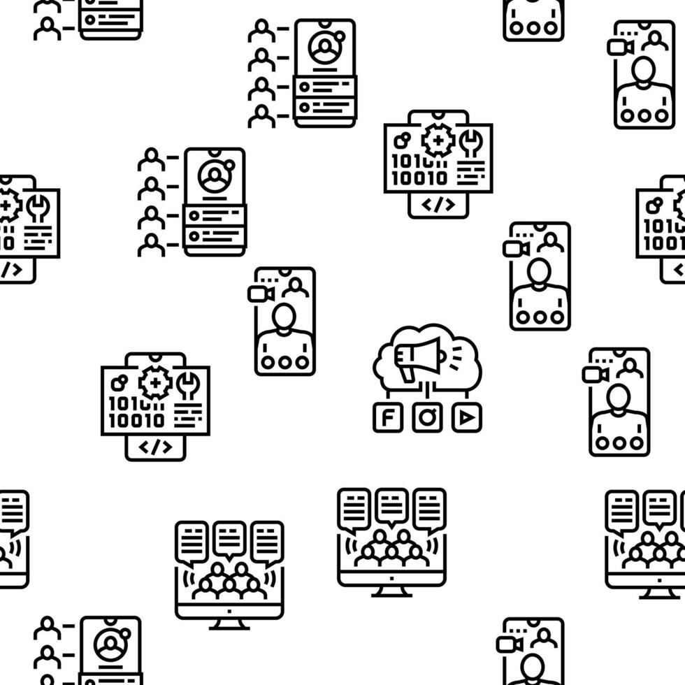 patrón sin costuras de vector de aplicación en línea de redes sociales