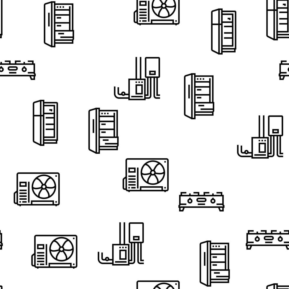 Appliances Domestic Equipment Vector Seamless Pattern