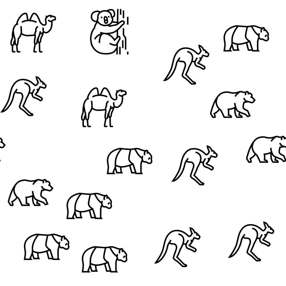 Zoo Animals, Birds And Snakes Vector Seamless Pattern