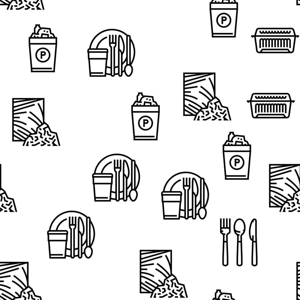 Plastic Accessories And Utensil Vector Seamless Pattern