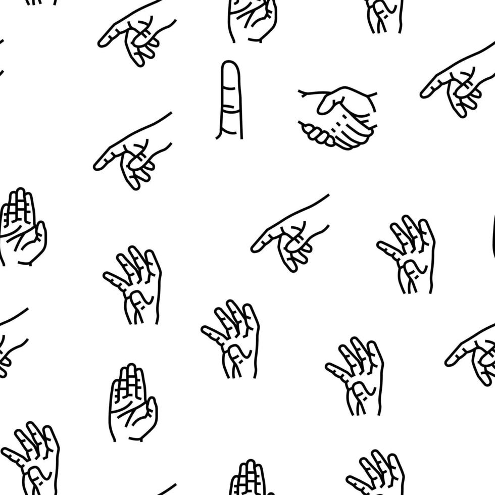 gesto de la mano y patrón transparente de vector gesticulado