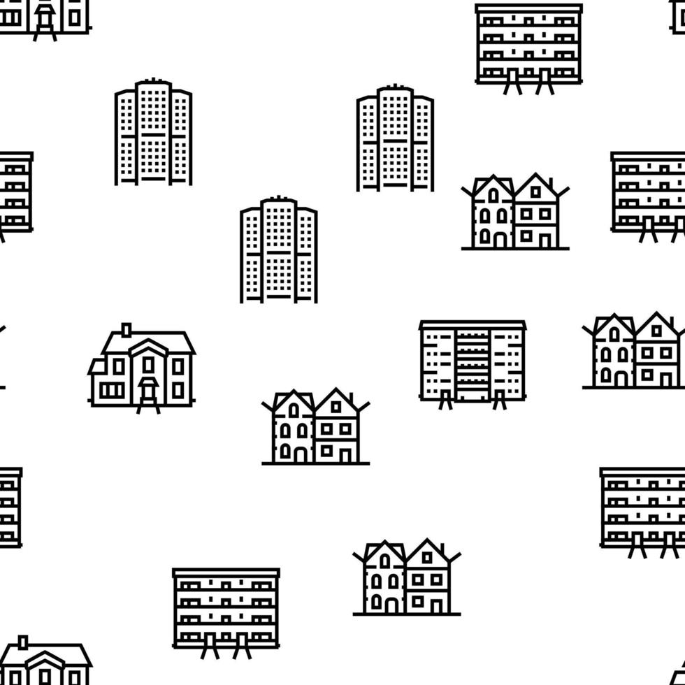 House Constructions Vector Seamless Pattern