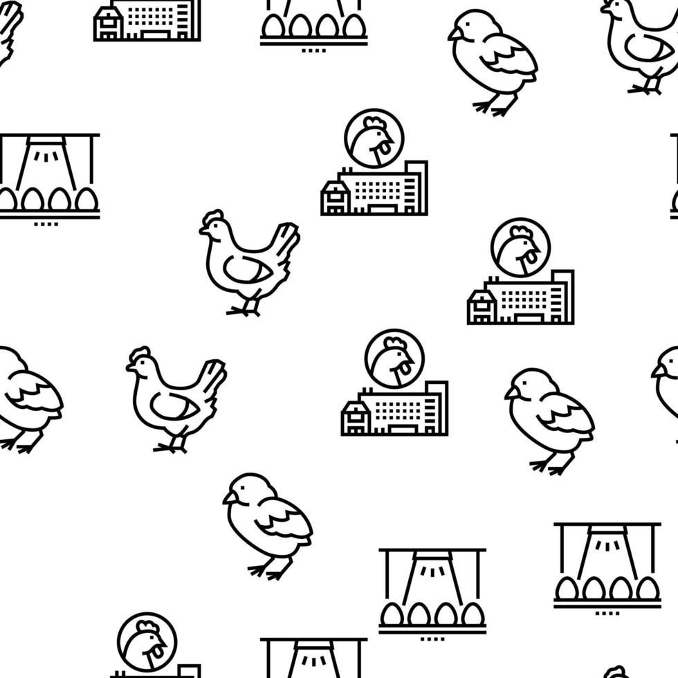 Chicken Meat Factory Vector Seamless Pattern