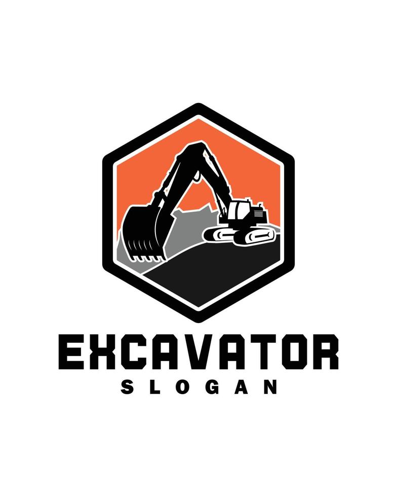 Excavator logo template, heavy equipment for construction logo vector