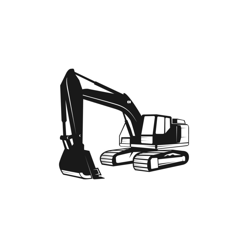 Excavator logo template, heavy equipment for construction logo vector